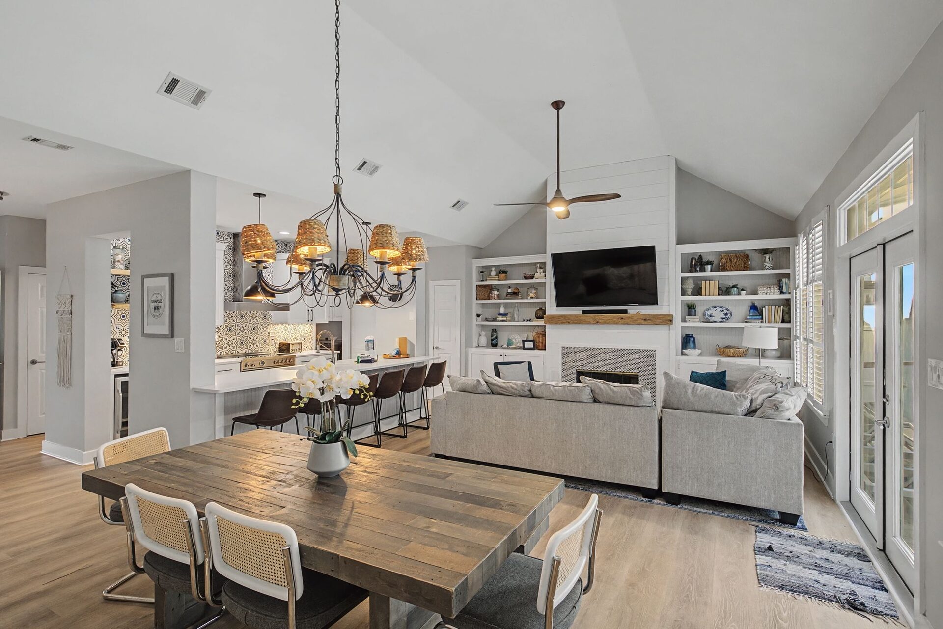 Open living, dining and kitchen